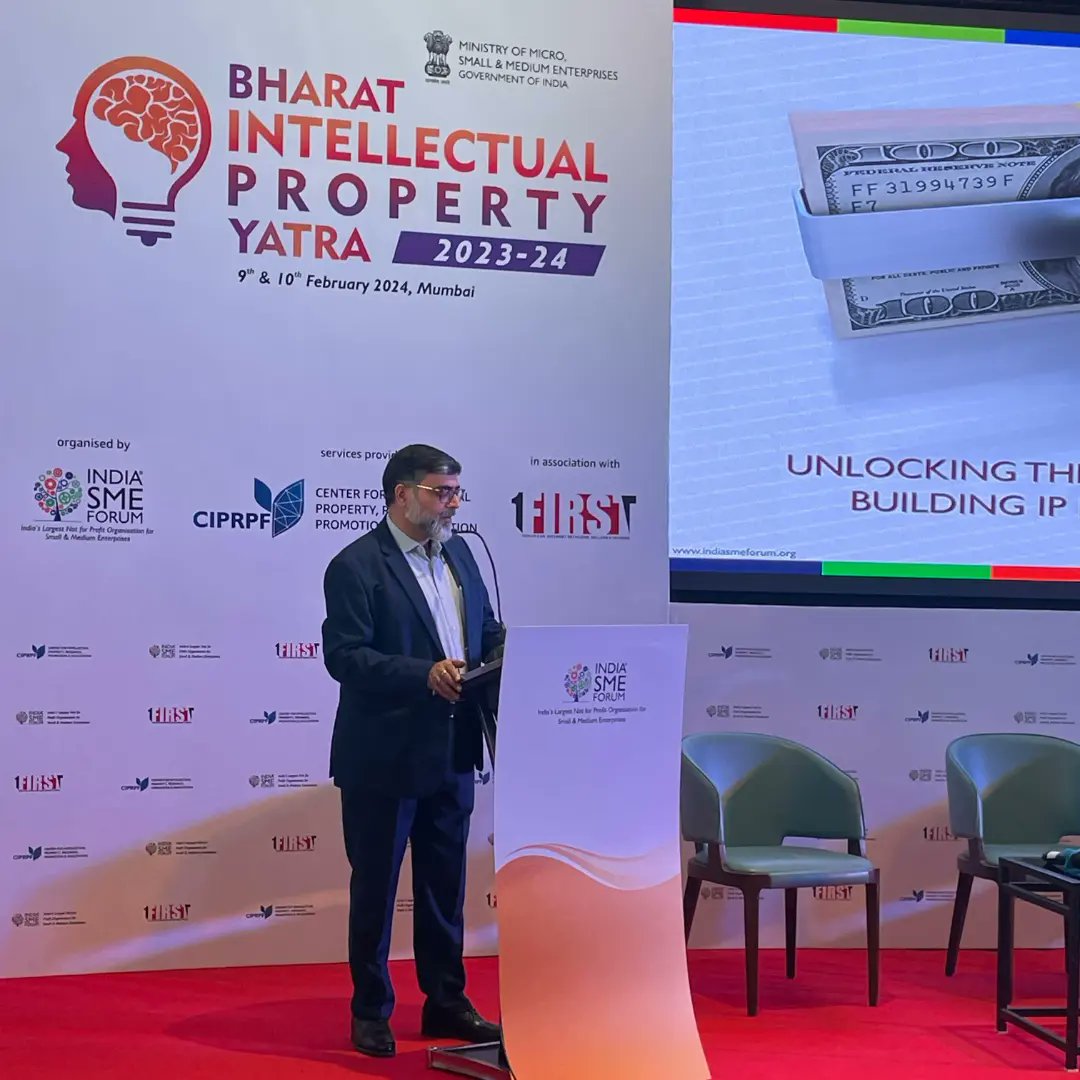 SMEForumIndia's tweet photo. Workshop on Big Branding for Small Business - Rupees 100 Crore Business Model for MSMEs utilising IP by Shri @VKwuthoo, India SME Forum at the Fairfield by Marriott, Mumbai International Airport today, 9th February 2024 in Mumbai.
#bharatipyatra #ipyatra #intellectualproperty #intellectualpropertyrights #msmes #msmeindia #indiasmeforum