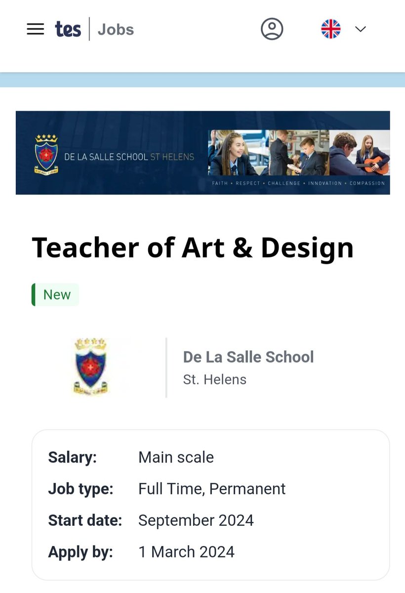 We are looking for someone to join our amazing team! Details can be found on TES.