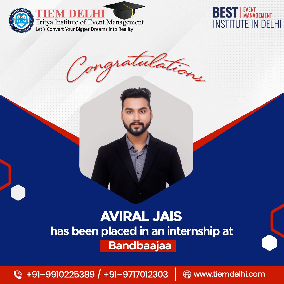 🎉 Exciting News Alert! 🎉 Aviral Jais has secured an internship at Bandbaajaa! 🌟 Here's to new beginnings and endless opportunities! 🚀
.
.
.
.
.
.
#CareerJourney #SuccessStory #Bandbaajaa #InternLife #CareerGoals #OpportunityKnocks #DreamJob #AchievementUnlocked #Education