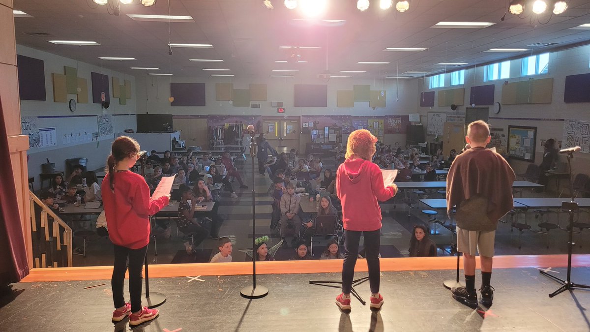 WMESDrama's tweet photo. These 4th Grade #ShiningStars worked so hard rehearsing their #readers #theater, and they crushed it while #performing for the #student lunch crowd! So proud!! #HardWorkPaysOff #WeAreTheArts #ycsd https://t.co/Ybh5q7SlpH