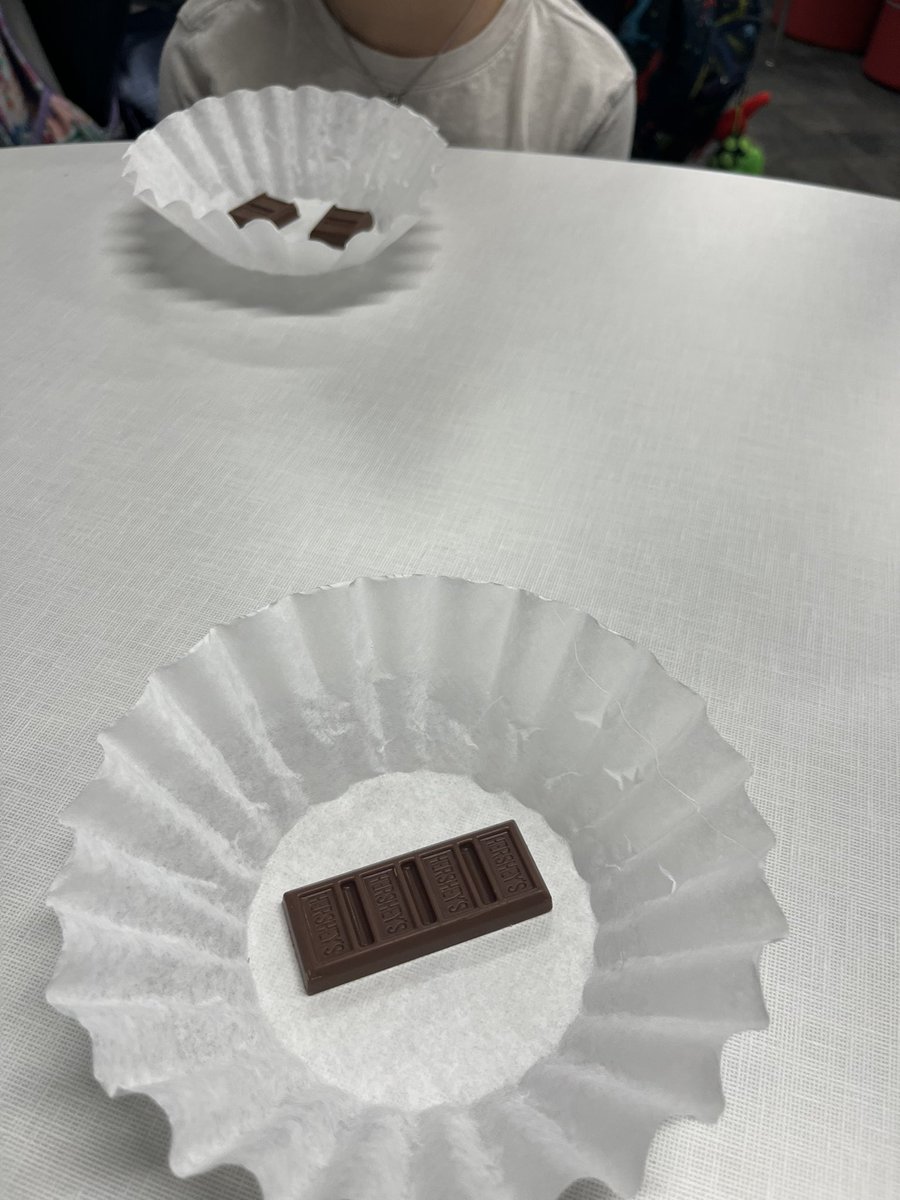 mrscoddsclass's tweet image. Fraction sorting and then real life application breaking up chocolate bars in small group. We call this a "secret snack" 😋🍫 #secondgrademath