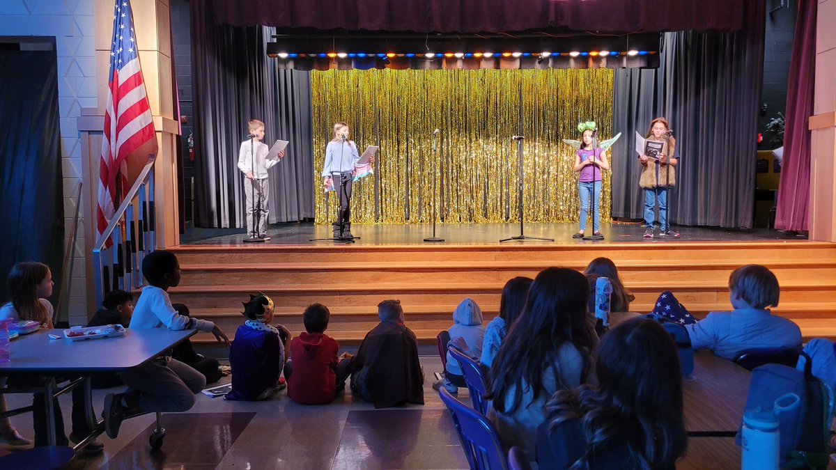 WMESDrama's tweet photo. These 4th Grade #ShiningStars worked so hard rehearsing their #readers #theater, and they crushed it while #performing for the #student lunch crowd! So proud!! #HardWorkPaysOff #WeAreTheArts #ycsd https://t.co/Ybh5q7SlpH