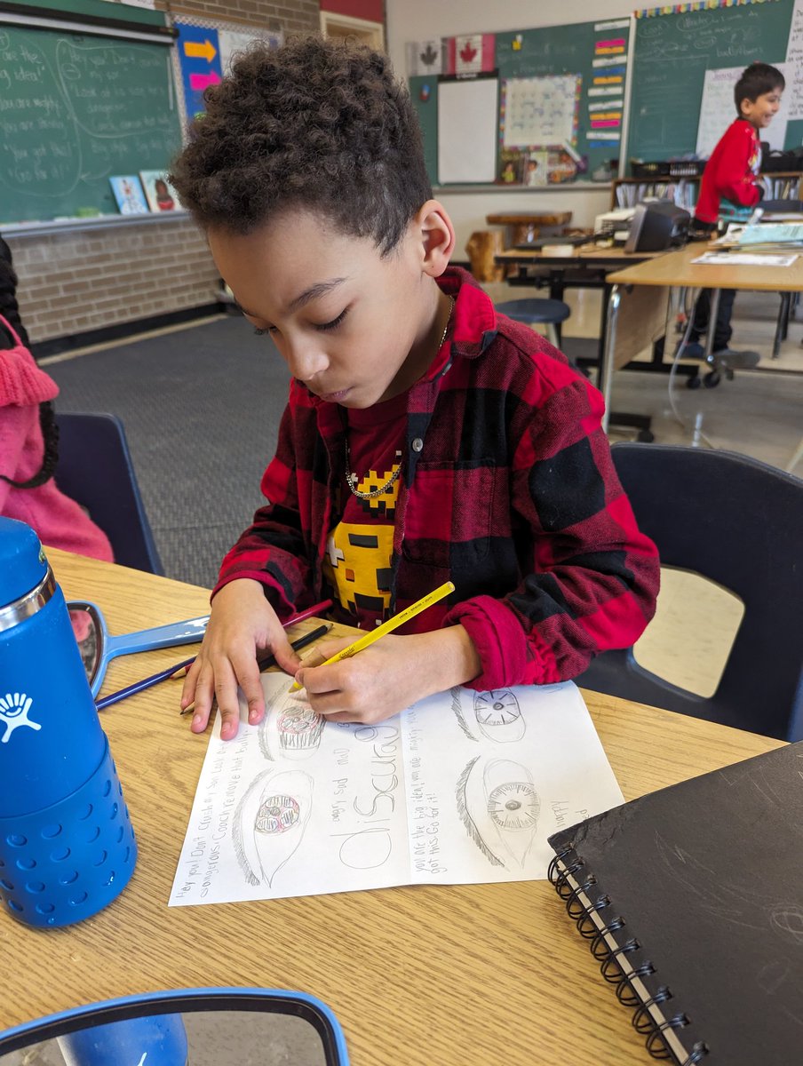 gillisgreen205's tweet photo. Today we were working again with the text #IAmBig and considering how the main character was viewed with cloudy eyes & clear eyes. We did some careful sketching of our eyes as part of the response. https://t.co/BTIdNwM5I1