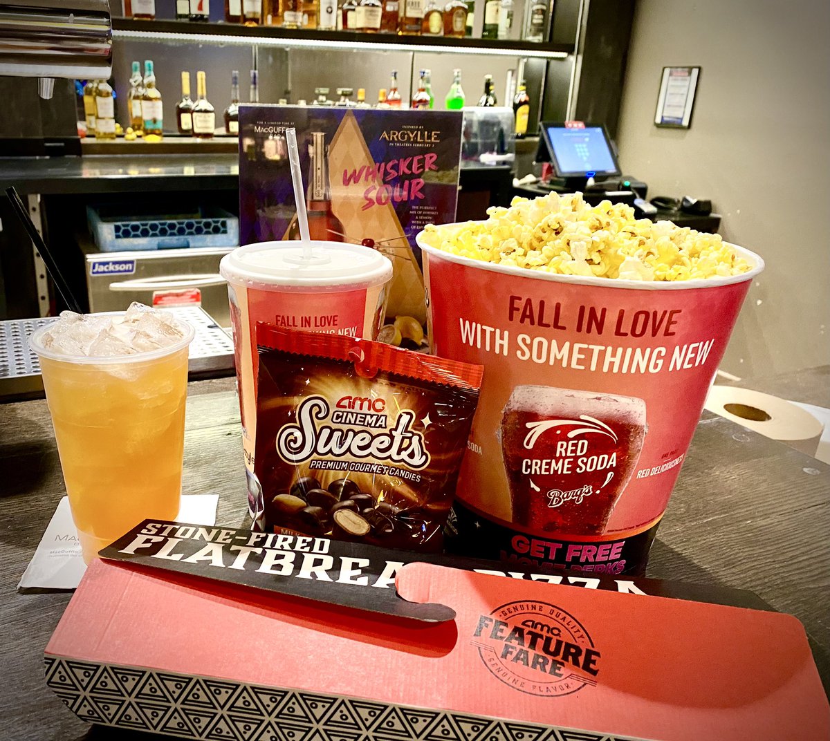 EvilVillainAPE's tweet image. Watching #Equalizer3 again on the BIG screen #atAMC. 

🩳 Killer Combo + 🍕 + Whisker Sour