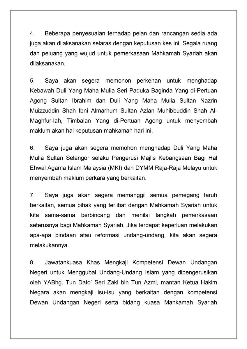 DSDrNaim's tweet photo. KENYATAAN MEDIA
MENTERI DI JABATAN PERDANA MENTERI
(HAL EHWAL AGAMA)
 
BERKENAAN

KEABSAHAN UNDANG-UNDANG JENAYAH SYARIAH MENERUSI KES DI MAHKAMAH PERSEKUTUAN (NIK ELIN ZURINA LAWAN KERAJAAN NEGERI KELANTAN) https://t.co/PtFIwOlp5d