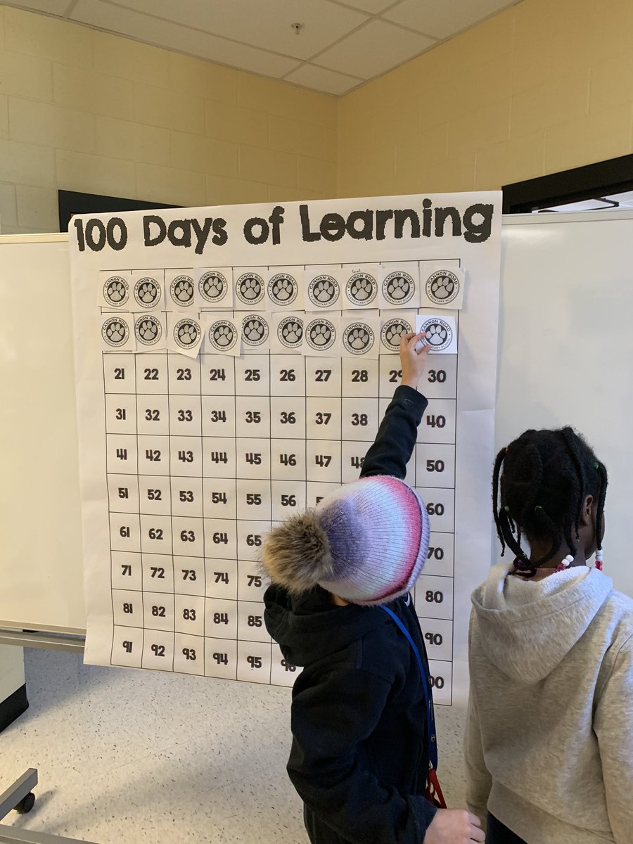 CougarOuts's tweet photo. CRES celebrated the 100th day of learning with a scavenger hunt! 100 paws were hidden around the building! 🐾 Students loved finding the paws and filling our chart plus receiving prizes ⭐️! https://t.co/qglSfoO3Bv