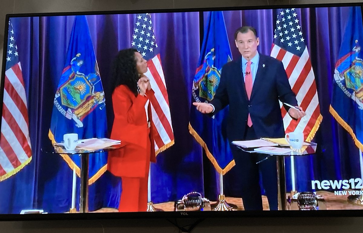 “She’s being like Rick Lazio right now,” Suozzi said as Pilip strayed from the lectern.