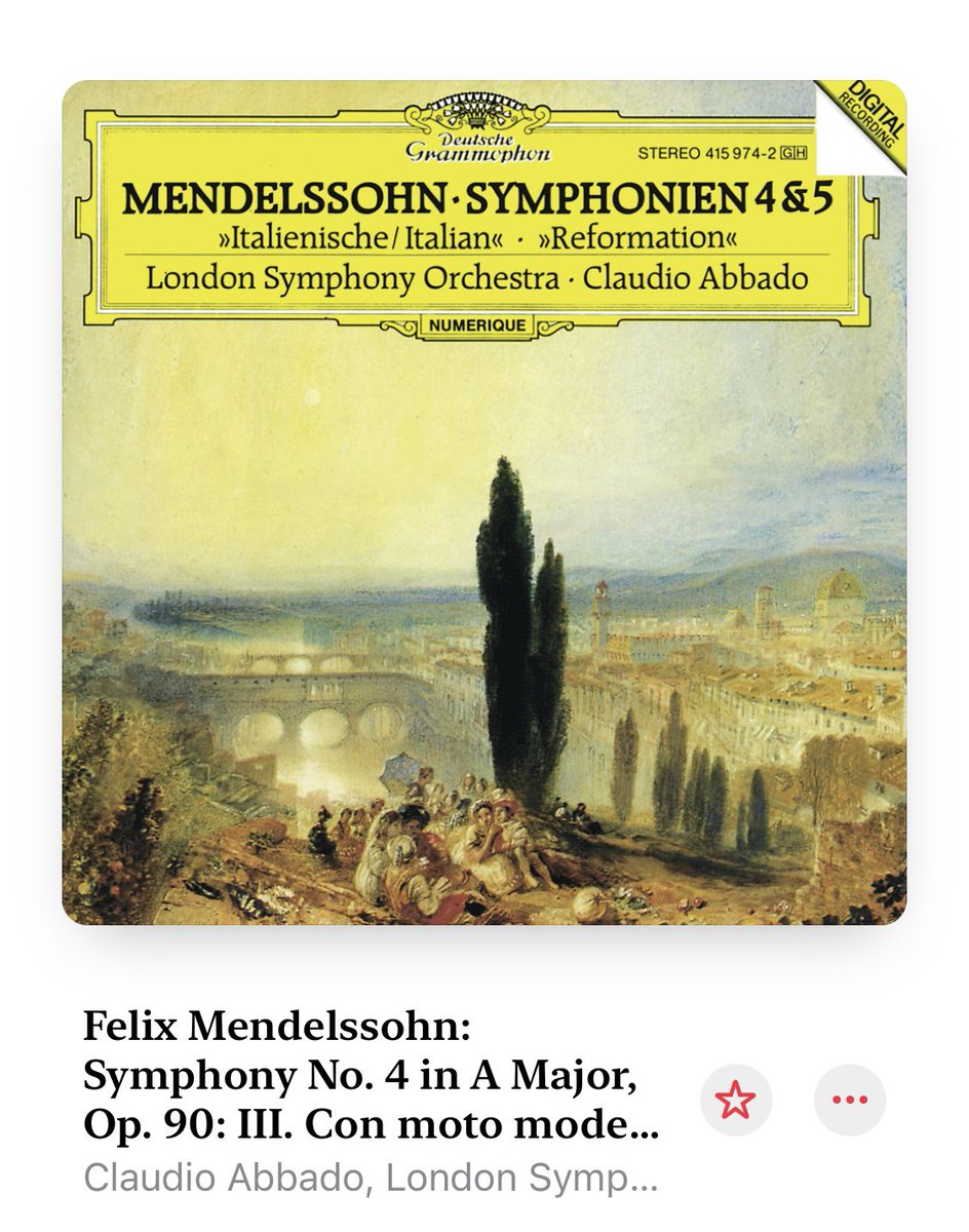 メンデルスゾーン好きだなー❤️
なんかこう気持ちが上がる😃

明日は仕事終わってからPolaris Philharmonikerさんの演奏会 <a href="/PolarisPhil_/">Polaris Philharmoniker💫</a> 行く！

仕事がちゃんと終わる事を願う！！

#Mendelssohn #NowPlaying #ClaudioAbaddo