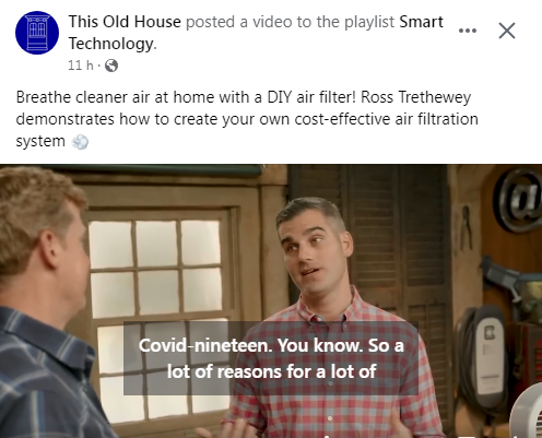 blueseasgreent1's tweet photo. @kprather88 @1goodtern This Old House just had an episode where off the top they said C0vid is airborne plus they show how to build a Corsi-Rosenthol box. Just wanted to share a glimmer of hope https://t.co/QqkczYFELl