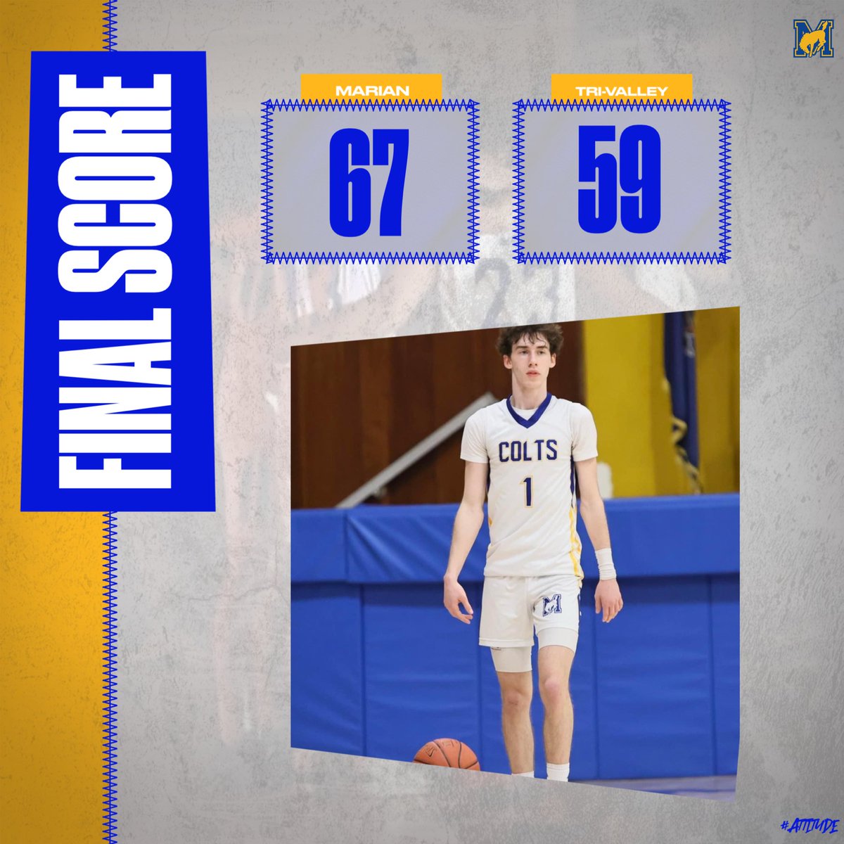 MCcoltshoops's tweet photo. Colts win! Marian finishes their season with a 13-9 record. Playoffs up next. 
#attitude #brotherhood https://t.co/3qjtAgXHj8