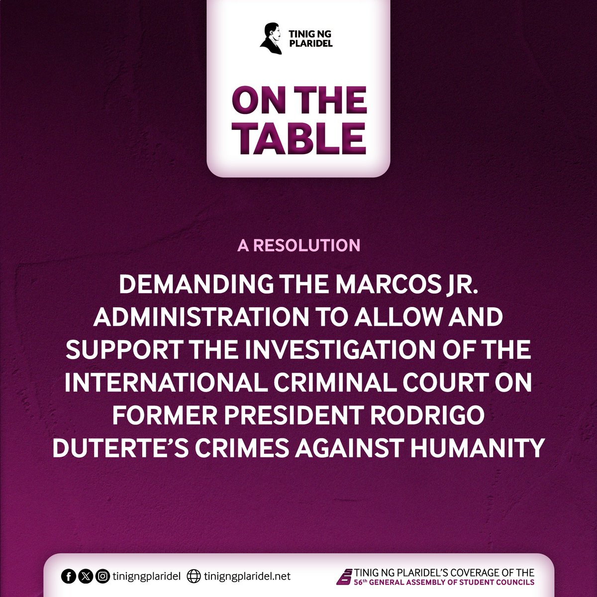 tinigngplaridel's tweet photo. @upmin_usc The motion is approved. On the table is a resolution demanding the Marcos Jr. administration to support the ICC’s investigation of Duterte’s crimes authored by @UPMin_USC, @upmincsmsc_, @UPMinCHSSSC, and @UPMin_SOMSC.

Follow @himati for updates: https://t.co/YwLmHo2BXE

#GASC56 https://t.co/sWfC8XPZKW