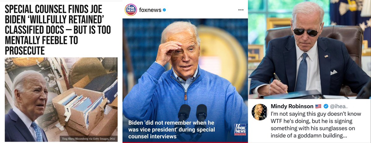 iheartmindy's tweet photo. What in the absolute fake presidency is going on here? 🧐

A thread:

I noticed on the White House's Instagram that they were reusing old photos of Biden, because it was green in every picture when it should be winter in DC.

So I scrolled through their entire Instagram and found that they had been recycling old photos of Biden as if they were new the entire time.

Then I noticed his face doesn't even match his own face in a lot of these pics. Sure the guy had more plastic surgery than Joan Rivers (God rest her soul) but why would his face change back and forth so shockingly from one day to the next? If they're using doubles...don't Americans have a right to know why?

Also, why on earth would he have sunglasses on inside of a building as he's supposedly signing something? 

And if Biden is too "feeble minded" to be held accountable for committing the same crime they just tried to nail Trump with... then what the hell is he doing in a position of power anyway? 

This dusty old corpse could have died in obscurity as just another run of the mill corrupt politician...but they are making this creepy kid sniffer fall on this destructive, anti-American radical globalist sword and it shows. No wonder no other Dem is even vying for his position, no one wants to go down in history for what he's about to.

And why are they still hiding him from the public? Biden just came to Las Vegas to "campaign" and absolutely nobody was allowed to see him minus a few couple dozen pre-selected, pre-screened people. They wouldn't even say where he'd be...Trump was just here and anyone that waited in line could have seen him at his publicly announced-in-advance rally. 

Biden also had 5 doctors with him according to my local sources here, and they covered up the security cameras at Caesar's so no one could see what they were doing with him. Is he that sick and weak he needs 5 doctors to tend to him? What are they giving him?

That's on top of him recently: 

• Not being able to remember when he was VP.

• Not being able remember neither when nor how his son died.

• The fact he can't walk up or down a flight of stairs.

• The fact he doesn't make sense most of the time he talks...even with a freaking teleprompter.

• That he never answers real questions from the public or press.

• That he has shamelessly and I mean SHAMELESSLY sold America out for foreign interest at every possible turn.

• That he's refusing to secure the border and fighting the States in every way about it...while simultaneously financially incentivizing people to jump the border on the tax payer's dime.

• That no one was allowed anywhere near his inauguration for the "most popular president of all time" and they had no problem using razor wire to keep people away then.

• His botched Afghanistan pull out that cost lives and handed billions over to Islamic terrorists should have been an impeachable offense as "commander in chief" and yet no action was ever taken against anybody.

• This illegitimate regime has been persecuting patriots, pro-lifers, and election protesters into the ground...but can't seem to find the pipe bomber or stop any of these previously known to authorities mass shooters.

• The White House account has been posting not stop "pro-Bidenomics" BS like the economy is doing great...but they never EVER post any kind of proof that the numbers they're quoting are correct, because they're not...they're literally just lying and running with it. 

• They called us "conspiracy theorists" for pointing out they were using a fake Oval Office set...only to admit they actually were a few months later when the press leaked the pictures.

...but yet this delirious, feeble crypt keeper looking SOB has allowed access to our nuclear codes?🧐 

Is anybody going to stop this crazy train?