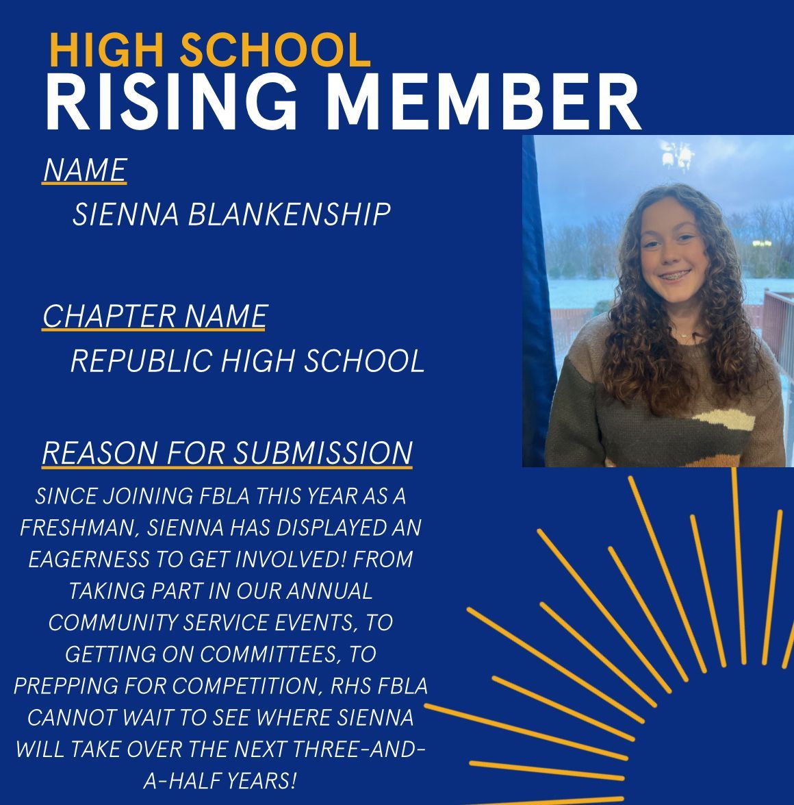 As our High school rising member this week, freshman Sienna is making her way to the top! Congratulations! 👏🎊