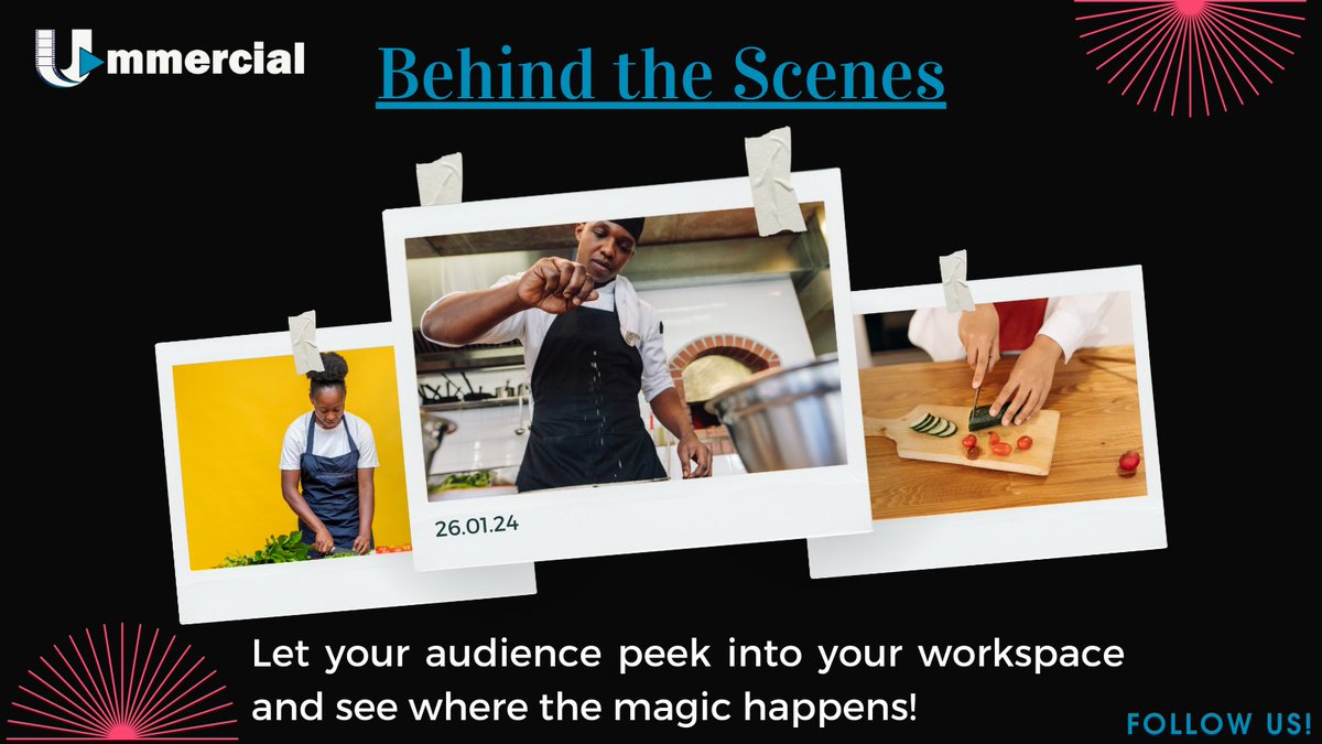 Ummercial's tweet image. 📸✨ Behind-the-Scenes: Let your audience take a sneak peek into your workspace and see where the magic happens, and discover the creative chaos that fuels your passion and drives your success. 👩💁🍲 Follow us! 👈#BehindTheScenes #WorkspaceReveal #BusinessJourney