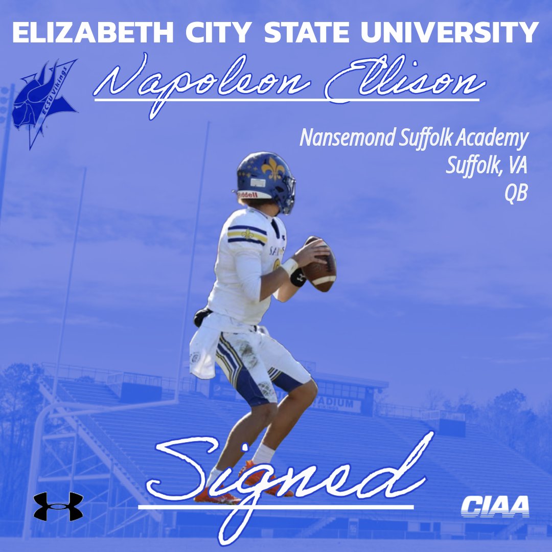 ECSUVikingFootball (@ecsuvikingfball) on Twitter photo Another big time weapon for the offense
Viking Family we welcome...
Napoleon Ellison
<a href="/Nap_Ellison/">Napoleon Ellison</a>
Nansemond Suffolk Academy
Suffolk, VA
Quarterback
#NSD24 #OnTheRise #VikingPride3x <a href="/ECSUVikings/">ECSU Athletics</a> <a href="/Coach_MHilliard/">Marcus A. Hilliard</a> Another big time weapon for the offense
Viking Family we welcome...
Napoleon Ellison
<a href="/Nap_Ellison/">Napoleon Ellison</a>
Nansemond Suffolk Academy
Suffolk, VA
Quarterback
#NSD24 #OnTheRise #VikingPride3x <a href="/ECSUVikings/">ECSU Athletics</a> <a href="/Coach_MHilliard/">Marcus A. Hilliard</a>