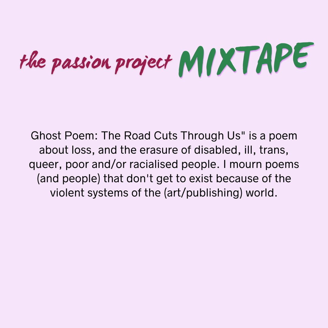 @san_alland and why they contributed to the mixtape. 'The Passion Project Mixtape is important because it resists the disappearing of ill and disabled people from public life - and from existence.' Get the mixtape here: thepassionprojectorg.bandcamp.com/album/the-pass…
