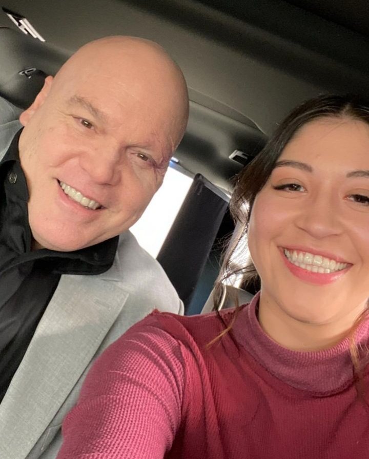 ddcastarchive's tweet image. Alaqua Cox and Vincent D'onofrio behind the scenes of Marvel's 'Echo'