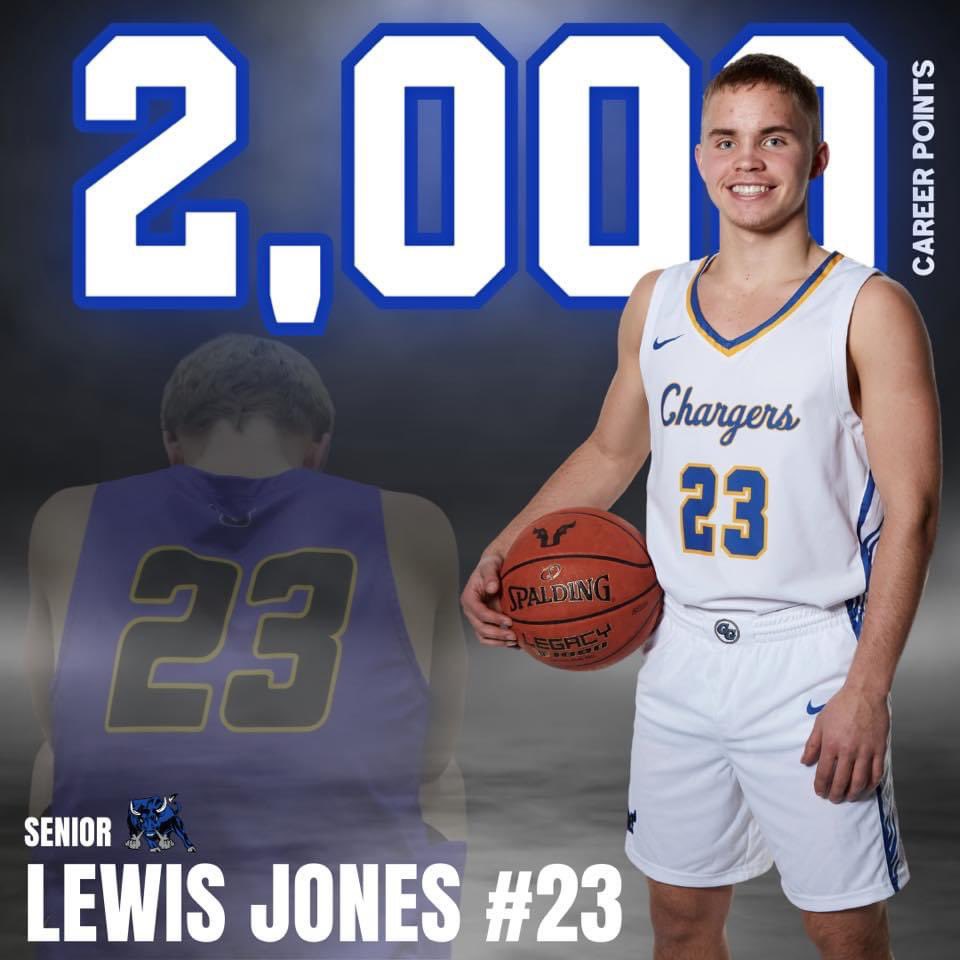 GryglaSchool's tweet photo. Lewis Jones, a senior at Grygla Public School, has just become the first athlete in Goodridge-Grygla history to reach 2,000 career points. He previously set the school’s record back in January with 1,751 points and counting. Charger Nation is proud! Congratulations Lewis! https://t.co/spOR1BjPuZ