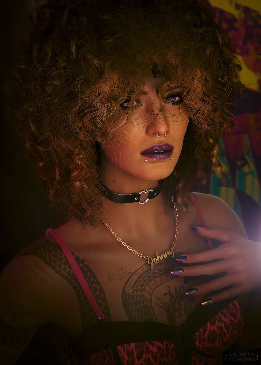 Johnny's Girl 4 Eva. 

#Cyberpunk2077 #Cyberpunk2077PhotoMode  #VPGAMERS #Cyberlit #VirtualPhotographersOnTwitter #VGPUnite #ThePhotoMode #TheCapturedCollective #VPRT #gamephotography #ingamephotography #societyofvirtualphotographers #silverV #valeriesilverhand #johnnysilverhand