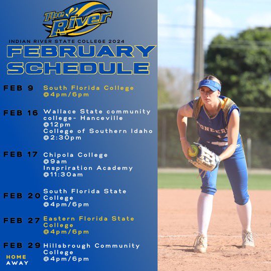 IrscSoftball's tweet photo. IRSC Softball February Game Lineup π #goriver https://t.co/OLt1zaiuwm