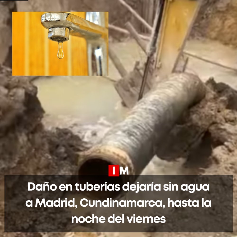 InformateMadrid's tweet photo. #ATENCIÓN | El daño se habría presentado de manera accidental por un contratista que adelanta obras en el municipio.
Más información: https://t.co/lEmZXnno6c https://t.co/21pZjb5WXO