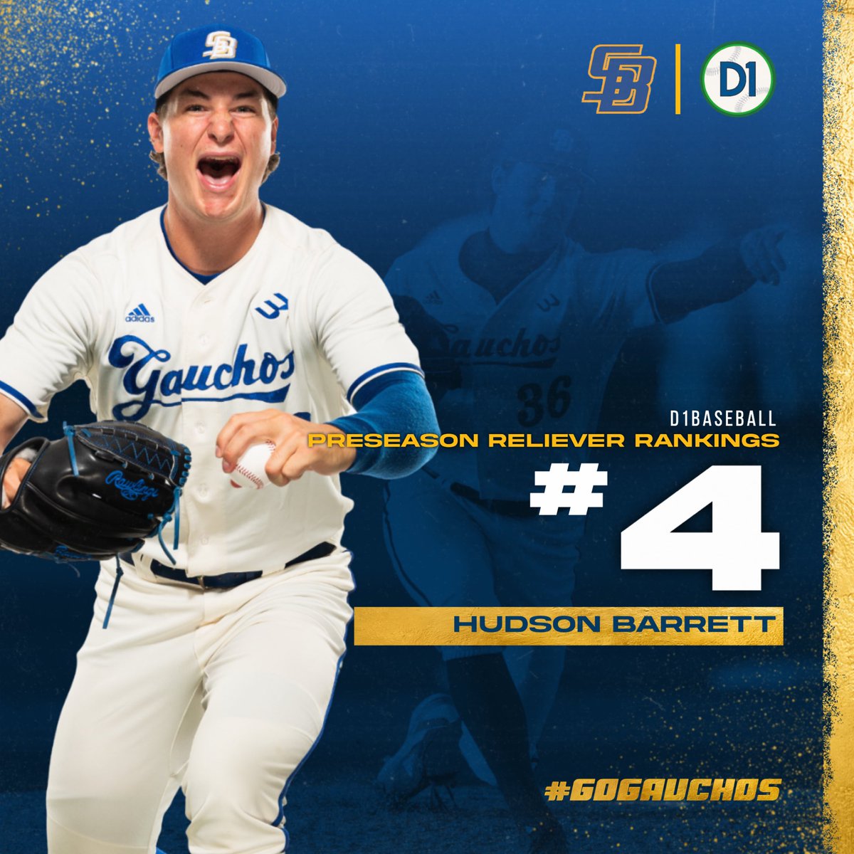 Hudson Barrett with yet another preseason award! He comes in at the #4 spot in D1 Baseball's Preseason Reliever Rankings! #GoChos