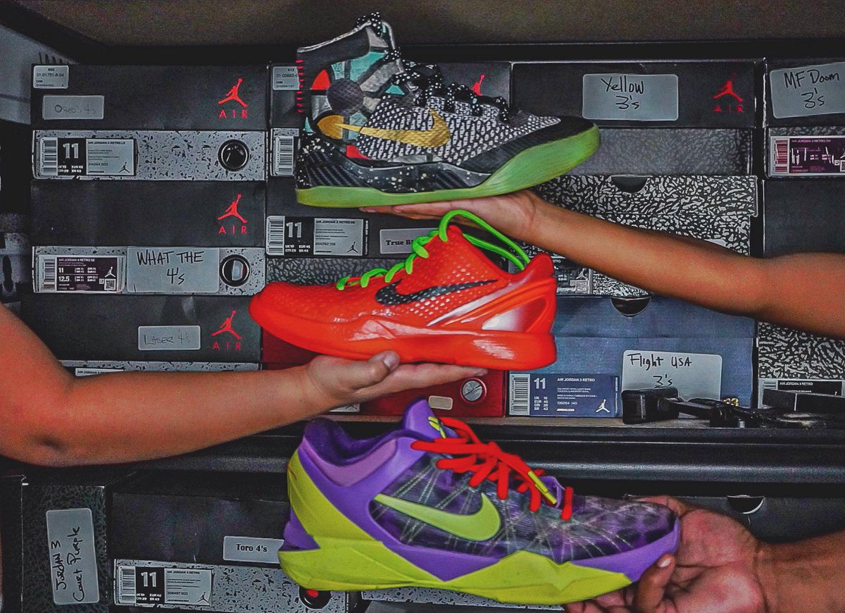 Mr_Miller1's tweet photo. What level of Kobe are you?!?!?
All 3 shoes represent a different style of Kobe we saw on the court..
All 3 differ from the other…But all of them remain deadly and with lethal..
So on 2/8/24 a #kobeday … Which Kobe are YOU?!?!?
🟡🟣🐍♾️🐍♾️🟡🟣🐍♾️🐍♾️🟣🟡
#MrKicksAndFatherhood #MillerApproved
#kobe #kobebryant #blackmamba #mambaout #mambamentality #mambamondays #ripkobe #ripkobeandgianna #sneakerhead #kobe6 #kobe6protro #thegrinch #kobe10 #kobe7 #snkrskickcheck #snkrsliveheatingup #nicekicks #kicks #nikebasketball @nike @nikebasketball
