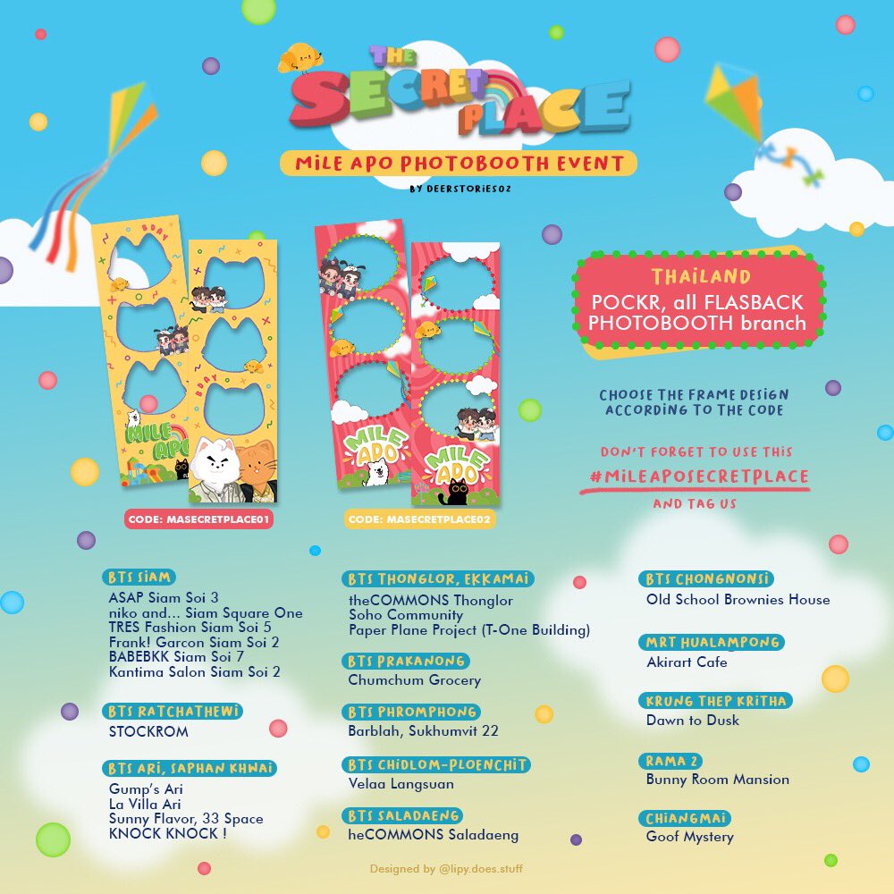 ✦ 𝑻𝒉𝒆 𝑺𝒆𝒄𝒓𝒆𝒕 𝑷𝒍𝒂𝒄𝒆 ✦

MILE APO
photobooth event

by <a href="/deerstories02/">deer</a>

ขอเชิญชวนชาวสวนผักมาร่วมเฉลิมฉลองวันเกิดของมายอาโปด้วยกัน

แล้วอย่าลืมโพสรูปสวยๆพร้อมแท็กมาอวดพวกเราด้วยน้า #MileApoSecretPlace

📍Flashback, Thailand
— 
#มายอาโป #สวนผัก  #MilePhakphum #nnattawin