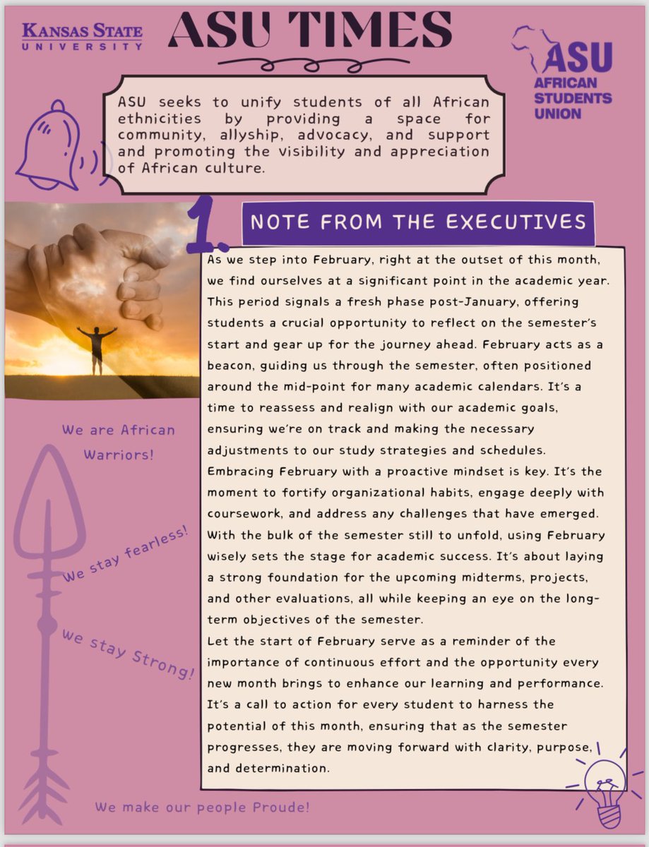 KState_asu's tweet photo. Exclusively bringing the February Newsletter to you. I bet you'd have a good read of it. 

To make things easier, please sign in through the org central so you can directly have these newsletters in your email.  Link: https://t.co/l1DnAvbERr https://t.co/QUDWSMEPNE