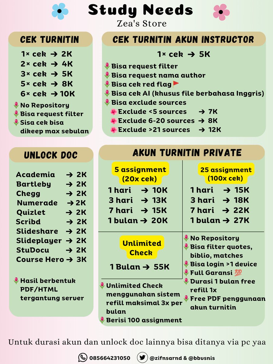 bbvsnis's tweet image. Hiii, yang need cek turnitin, unlock doc, dan akun turnitin open tiap hari dan testi udah ribuan bisa order di aku via wa di bio yaa🌷
#zonauang