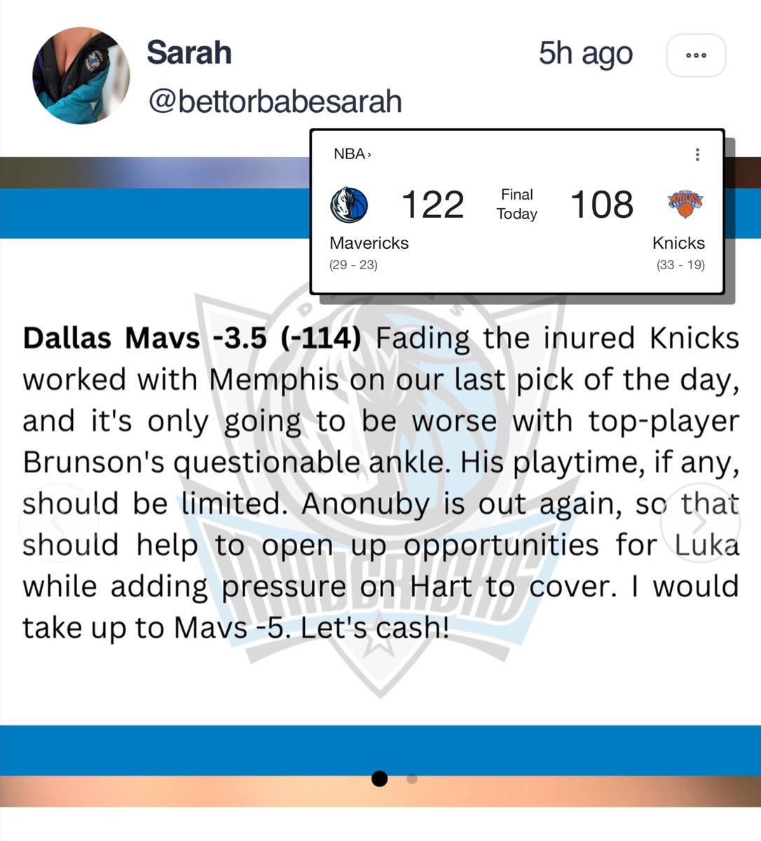 bettorbabesarah's tweet photo. Make that 6-2 😋

@BettorBabes https://t.co/4ROrwJ2Kme