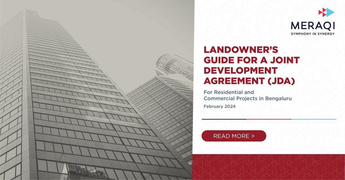 MeraqiAdvisors's tweet image. Click here shorturl.at/avBS2 to know our latest Research Paper on Handbook for Landowner’s Guide for Joint Development Agreement (JDA) for Residential &amp;amp; Commercial Projects in Bengaluru.
#landowner #potentialdeveloperpartner #JointDevelopmentagreement #commercialterms