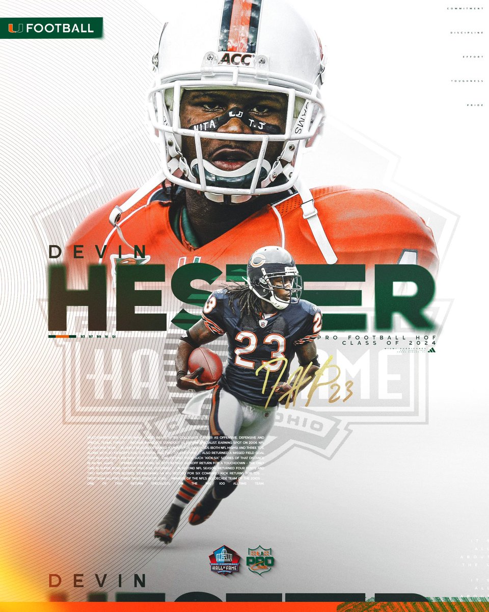 NEXT STOP: CANTON 🙌 Congratulations Devin Hester on being named to the @profootballhof 🔗: canes.news/CanesInCanton2…