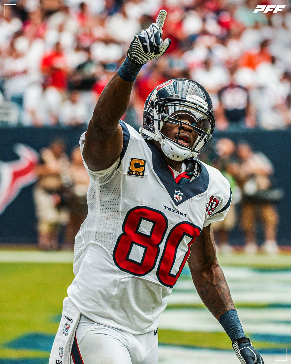 PFF's tweet photo. Most career seasons with 100+ receptions and 1,400+ receiving yards:

ANDRE JOHNSON - 4
Antonio Brown - 4
Marvin Harrison - 4

Hall of Famer. https://t.co/zV527RJw87
