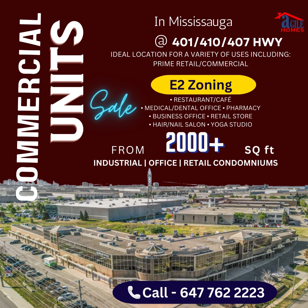 AgileAjayGupta's tweet photo. PRIME INDUSTRIAL | OFFICE | RETAIL CONDOMINIUMS for Sale
Convenient access to highways 401, 410, and 407 and is situated in a desirable area of Mississauga.
•Close proximity to Toronto Pearson International Airport and located in Mississauga’s Prominent Business Park.
•E2 zone https://t.co/DMagerYOVW