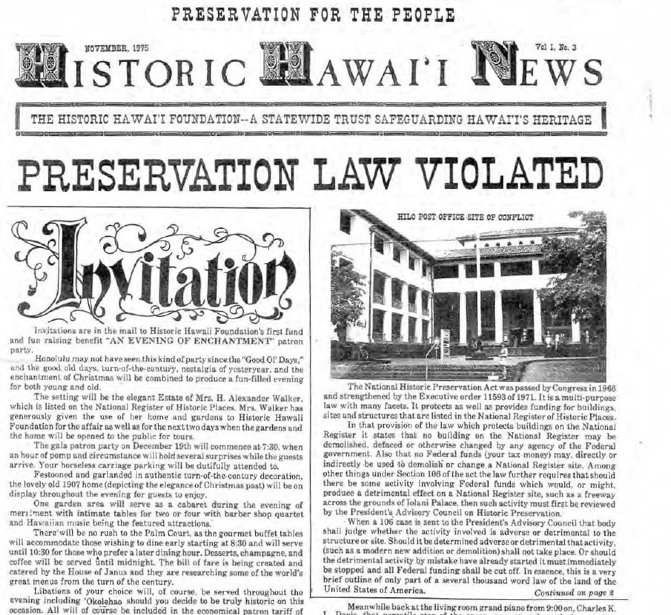 @historichawaii will feature headlines from our newsletters over the past 50 years weekly throughout 2024. The first issue published in September 1975is a walk through 'preservation lane'! tinyurl.com/5dtcy8dn #historic #historicpreservation #historichawaiiturns50