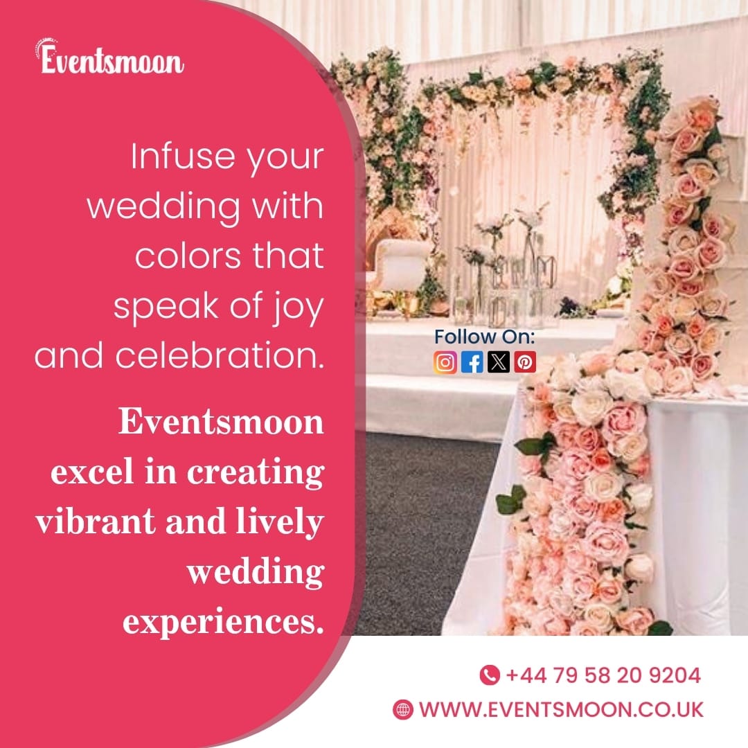 Infuse your wedding with colors that speak of joy and celebration

Eventsmoon excel in creating vibrant and lively wedding experiences

#eventsmoonuk #eventmanagement #London #weddingplannersuk #eventplannersuk