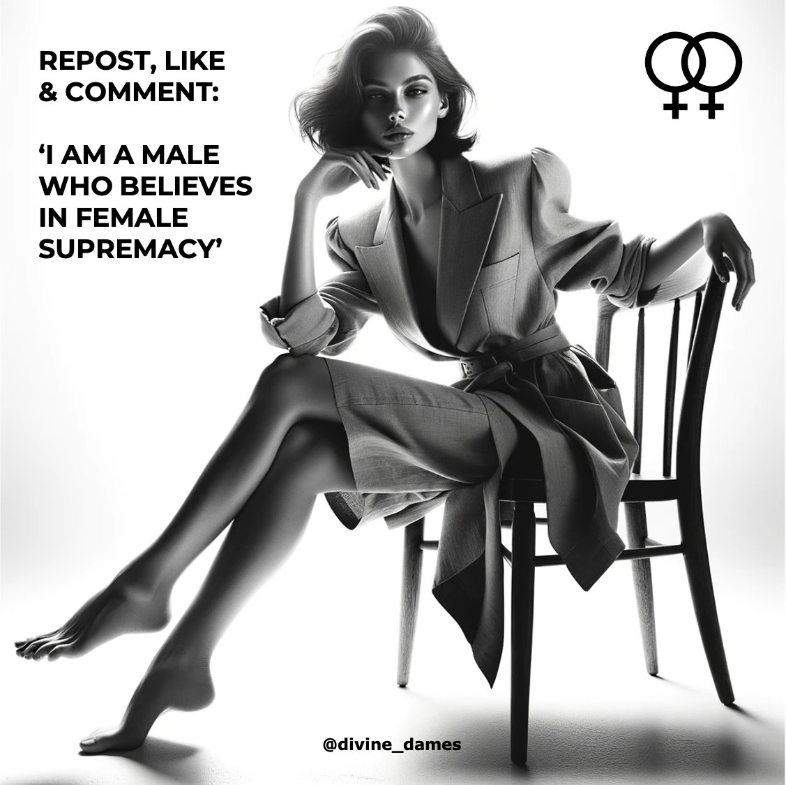 divine_dames's tweet image. Repost, like, and comment: 'I am a male who believes in Female Supremacy.