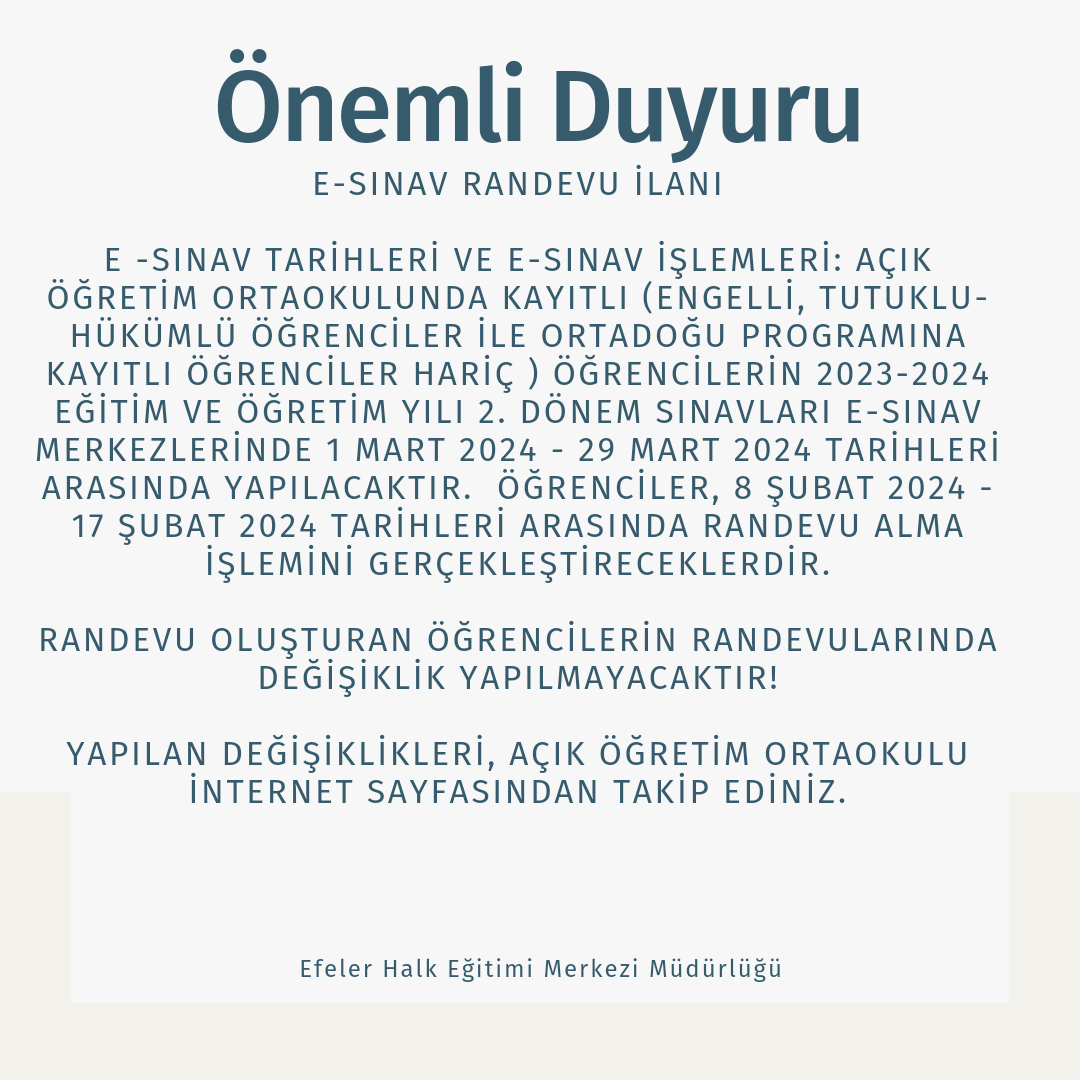 Önemli Duyuru