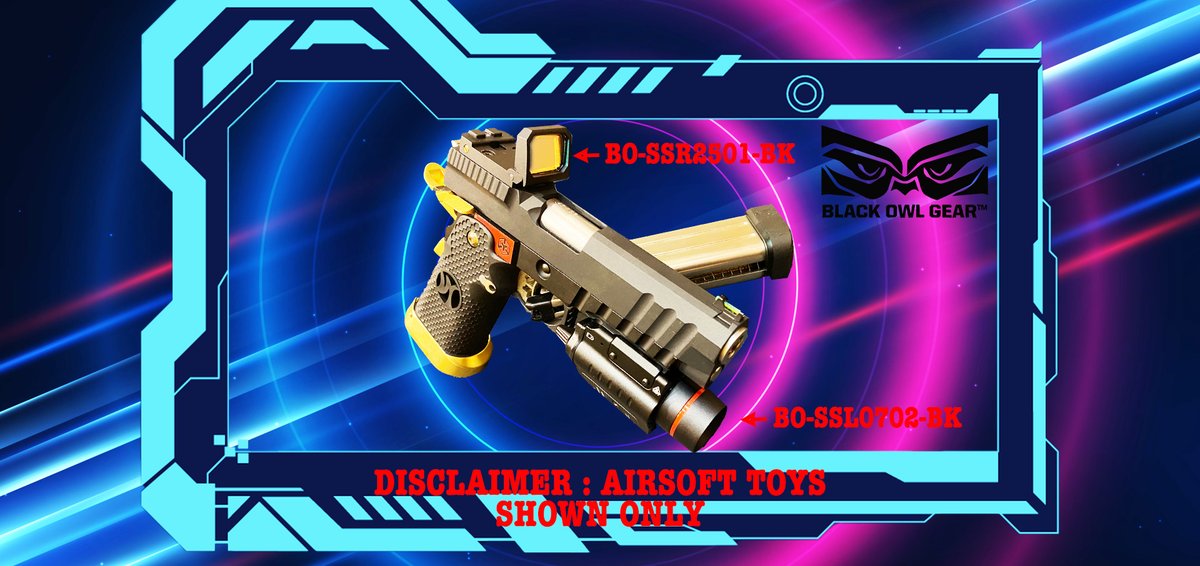 blackowlgear's tweet photo. DISCLAIMER: AIRSOFT TOYS SHOWN ONLY  

SSL 0702 PISTOL LIGHT WITH RED LASER (BLACK) - https://t.co/MbDjChIn90 

SSR 2501 Flip-out pistol Red Dot (Black) -

For more information 
Facebook - https://t.co/nKMQrKSdaU https://t.co/gmgIWThPxR