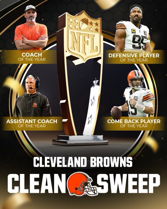 Ladies &amp; Gentleman we have a CLEAN SWEEP at tonight’s #NFLHonors! #Browns 🏆🏆🏆🏆