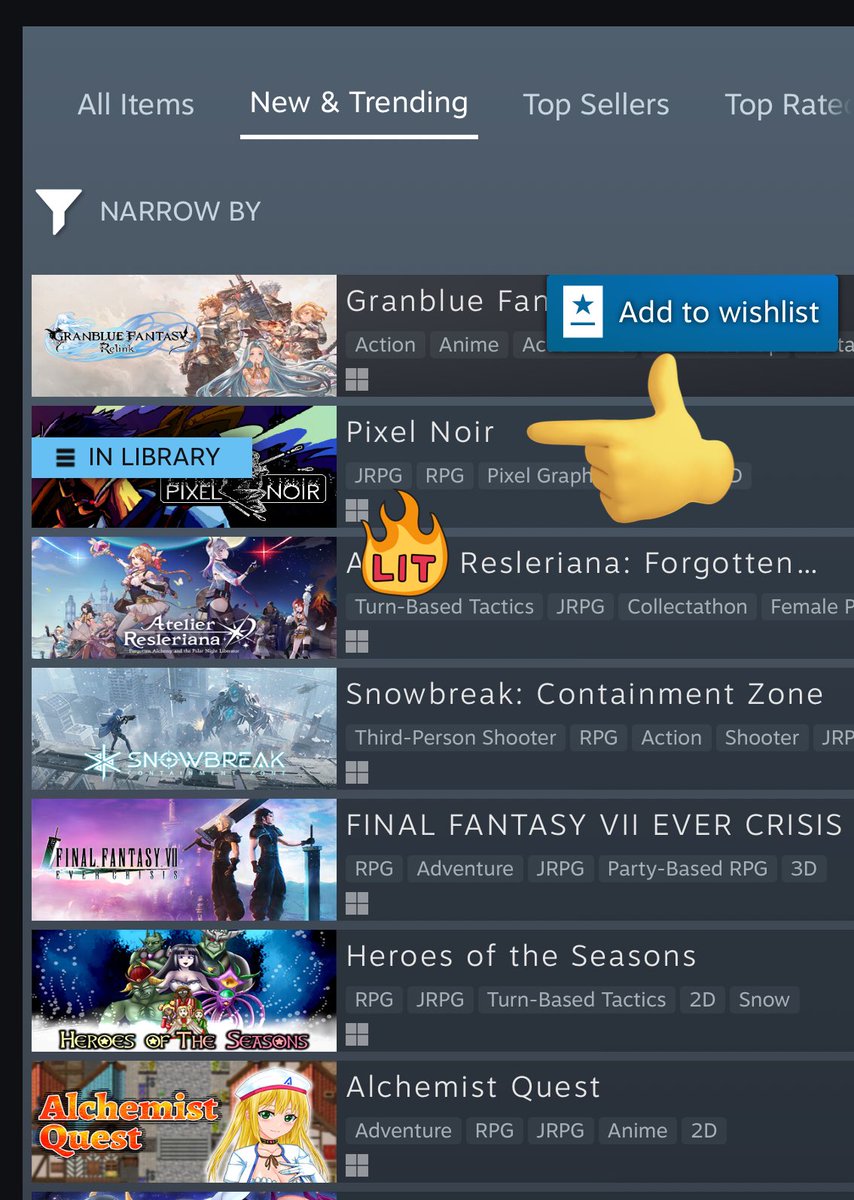 SWDTechGames's tweet photo. Unbelievable! Thanks to everybody who got #PixelNoir to the #2 spot on Steam New and Trending! https://t.co/7gDCNmRXca