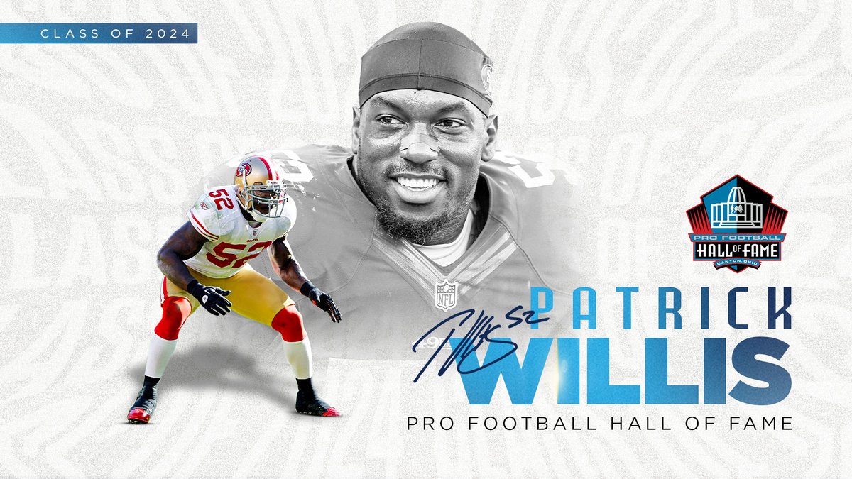 ProFootballHOF's tweet photo. Forever a @49ers great, Patrick Willis will now forever be Pro Football Hall of Famer No. 378.

@visualedgeit  | #PFHOF24 https://t.co/8nlwD6lSAw