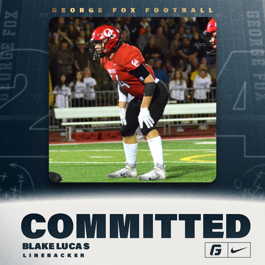BlakeLucas06's tweet photo. I’m thrilled to announce my commitment to George Fox University! Big thank you to my family and coaches who have supported me this whole journey 💙💛 #GOBRUINS https://t.co/MrewukjL09