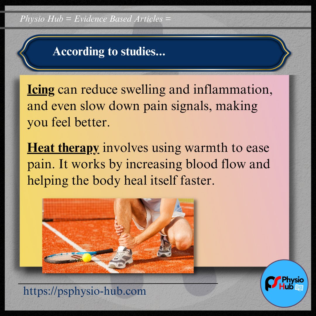 Physiohub101's tweet photo. Evidence-Based: “Cold Therapy vs. Heat Therapy”
▶︎ Don’t just work hard! Do Life Smart with Evidence💡
▶︎ Original Article Website: https://t.co/fvpERkEDD1

#PhysioHub #Evidence #Fitness #Health #Science #Physicaltherapy #healthy #lifestyle #wellness https://t.co/3GRVOyje6s