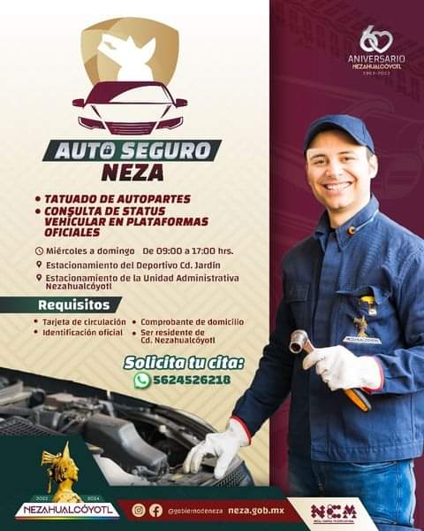 seguridadneza's tweet photo. #Seguridad 🔰| Mantén seguro tu auto y evita robos con el programa de marcado de auto partes 🚘

Solicita tu cita al 56-2452-6218.
Servicio GRATUITO ✅

#PorAmorANeza #AutoSeguroNeza🚗 https://t.co/PKQCwWb8Mp