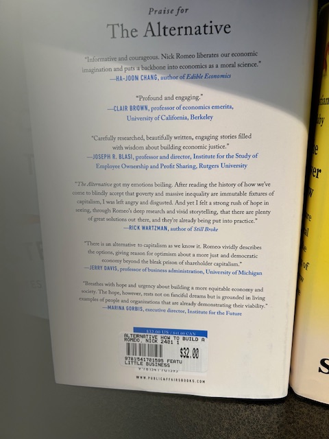 Excited to see Nick Romeo's new book prominently displayed @Keplers and see my name on the same page with some of my favorite thinkers @vanishingcorp @RWartzman @JosephBlasi