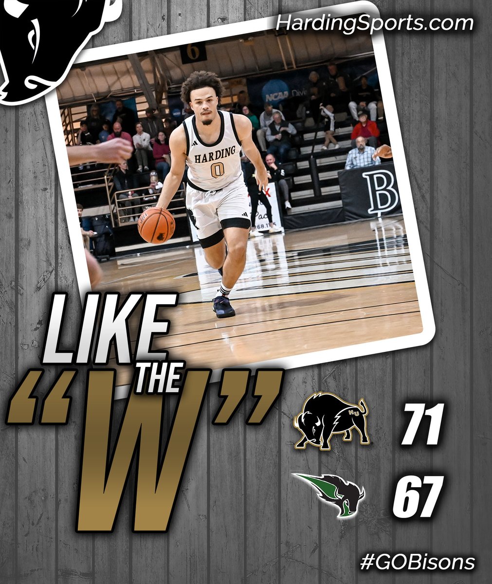 FINAL | @Harding_MBB 71, Okla. Baptist 67 #GOBisons Next Up: vs. Southern Nazarene, Saturday, Feb. 10, 3 p.m., Rhodes-Reaves Field House