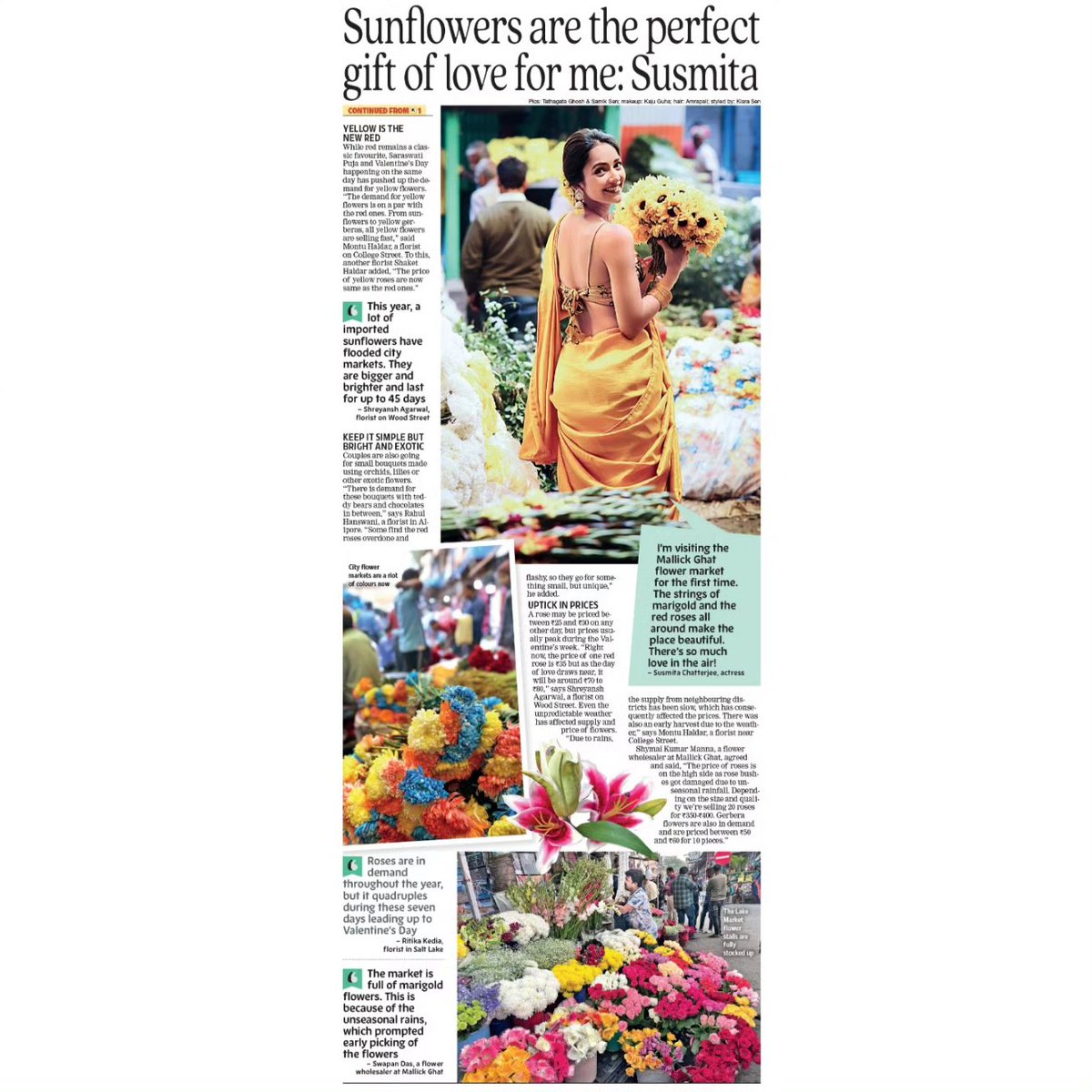 We visited the Mallick Ghat flower market with actress Susmita Chatterjee and also spoke to city florists to know what's trending for this Valentine's Day and Saraswati Puja. Pics: Tathagata Ghosh & Samik Sen Makeup: Kaju Guha Hair: Amrapali Styled by: Kiara Sen #vday