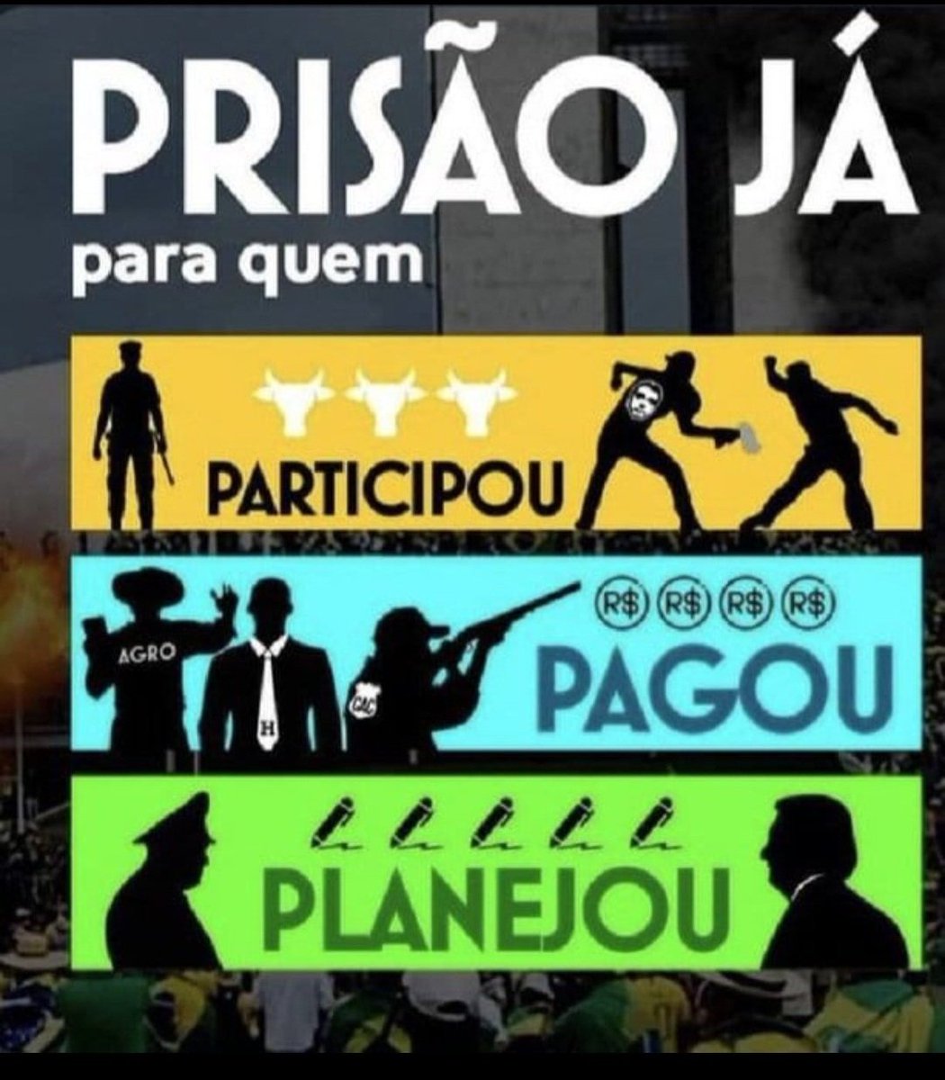 Os peões já foram para a Papuda
Tá chegando a hora dos peixes grandes
Financiadores e mandantes
GOLPISTAS NA CADEIA
SEM ANISTIA
Bolsonaro, Braga Netto, Heleno, Mourão.
Quem mais?